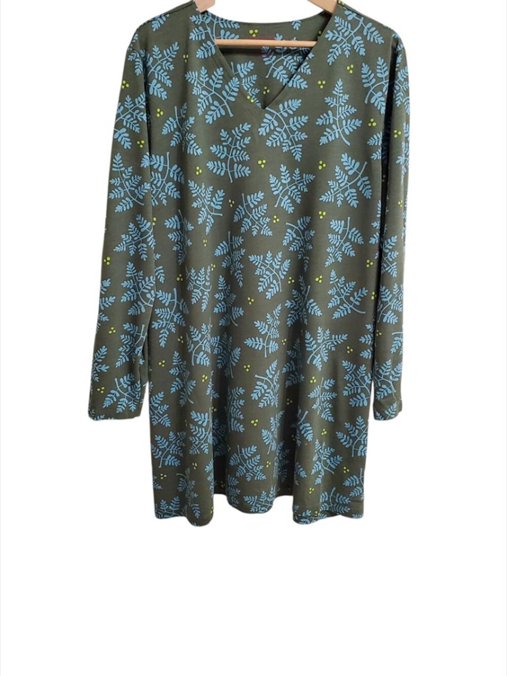 Gudrun Sjoden Tunic Dress XL Organic Cotton Modal Pockets Botanical Lagenlook